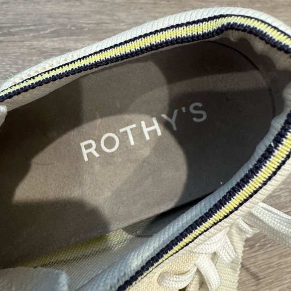 Rothy's The Lace Up sneakers in a cream/vanilla color with gum outsoles - Picture 6 of 12